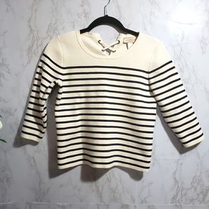 Loft Sweater Cream White and Navy Blue Stripes XS